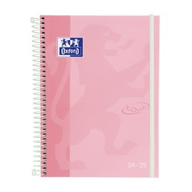 Oxford Touch Diary 2023 2024 Week to View A5 (15 x 21 cm) Extra Hard Cover Spanish Pastel Pink