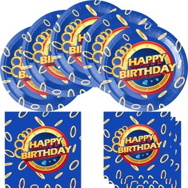 HJFZLY Blue Hedgehog Birthday Party Supplies, 20 Plates and 20 Napkins, Cartoon Theme Birthday Party Decoration for Boys Girls Kids
