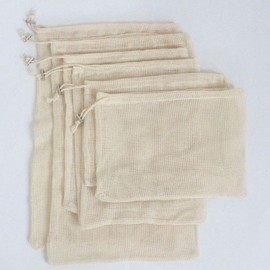 Reusable Cotton Mesh Grocery Bag for Fruits & Vegetables Medium BL09850 100ea