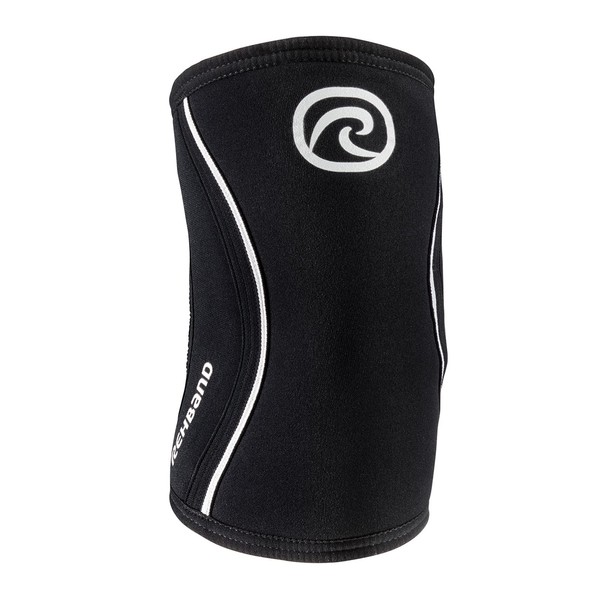 Rehband Elbow Bandage Made of 5 mm SBR / Neoprene, Elbow Sleeve for Weight Training, Anatomical Design, Non-Slip and Tight Fit for Men and Women, Colour: Black, Size: L