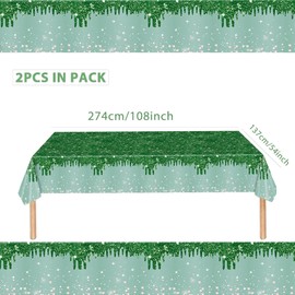 2pcs Green Table Cloth Party Disposable Tablecloths,137 x274cm Shiny Glitter Diamond Green Christmas Party Rectangular Dining Table Cover for Baby Shower,Wedding,Birthday,Princess Party Table Décor