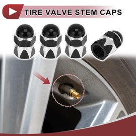 HEROFFIX 4 Pcs Mushroom Shape Tire Valve Stem Caps Decorative Tyre Valve Dust Covers 7x23mm Black Aluminum Alloy