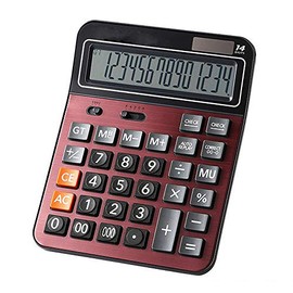 Mengshen Calculadora Sobremesa Grande Bateria Solar Calculadora Comercial de función estándar de Doble Potencia con Pantalla LCD Grande de 14 dígitos Conveniente para Oficina y hogar