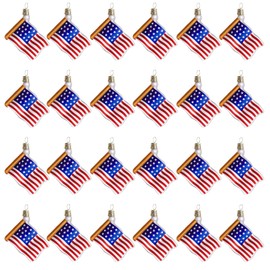 24Pcs American Flag Hanging Ornaments 4th of July Plastic Patriotic Pendants for Tree Plant Decorations Independence Day Red White Blue Hanging Decor (24pcs, 1.57 * 2.36 inches)