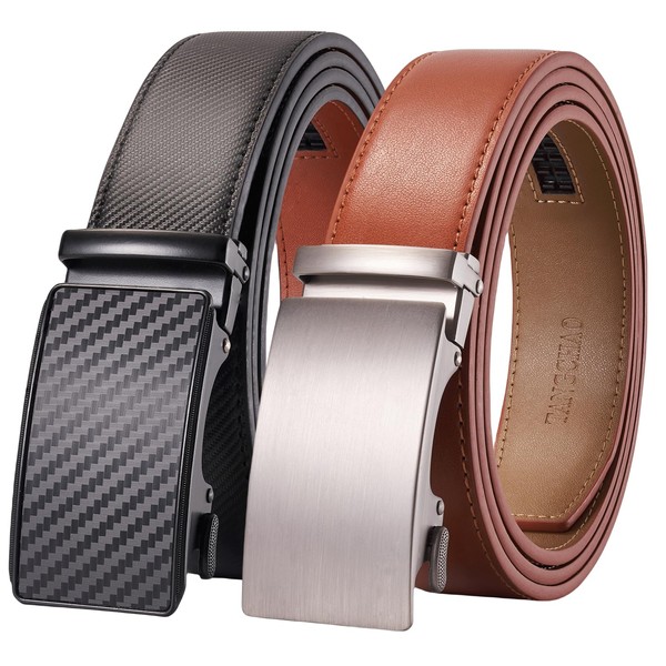 TANGCHAO Men's Belt, Leather Belt Ratchet Automatic Buckle for Men