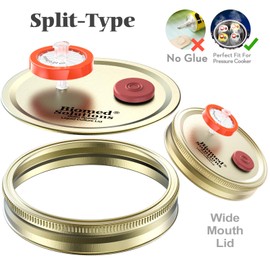 6Pcs Wide Mouth Liquid Culture Lid,Split-type Grain Spawn Cultivation Mason Jar Lid with 0.22um PTFE Syringe Filter & 20mm Self Healing Injection Ports For Mushroom Growing Mycology(Golden)…