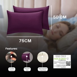 Indus Textiles Pillow Cases Polycotton Percale easy care Soft Pair of Pillows,Pair of Housewife Pillowcases –Purple