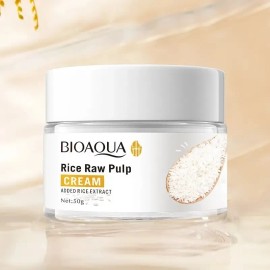 Bioaqua Crema Facial con Extracto de Arroz y Ácido Hialurónico, Reduce Manchas y Poros, Uso Día y Noche
