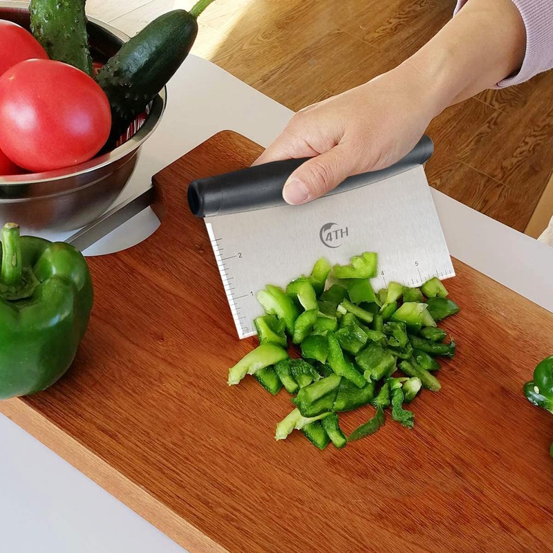 Stainless Steel Dough Bench Scraper & Chopper, Pastry Cutter for