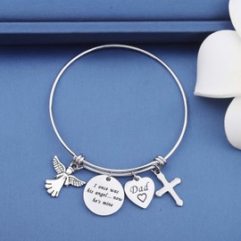MYOSPARK Memorial Bracelet I Once Was His/Her Angel Now He/She's Mine Dad/Mom Memorial Bangle Remembrance Jewelry Sympathy Gift For Loss Of One You Loved (Dad Memorial Bracelet)