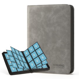 TCGUARD Trading Card Binder, 9 Side Loading Pocket Card Album Hold Up to 540 Cards, Zipper Binder for Cards Collection, TCG Card Holder for Game Card, Sports Card, Yugioh, MTG etc.（Grey）