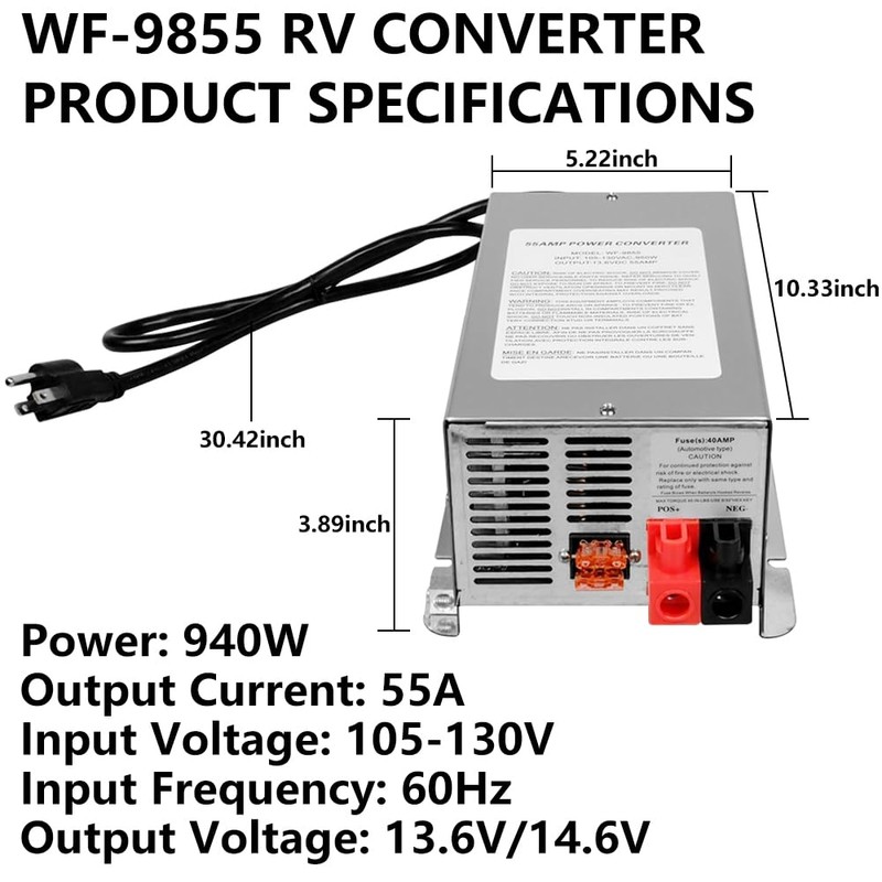 𝟐𝟎𝟐𝟓 𝐔𝐩𝐠𝐫𝐚𝐝𝐞 WF-9855 55 Amp Power Converter, Rv Power Converter,