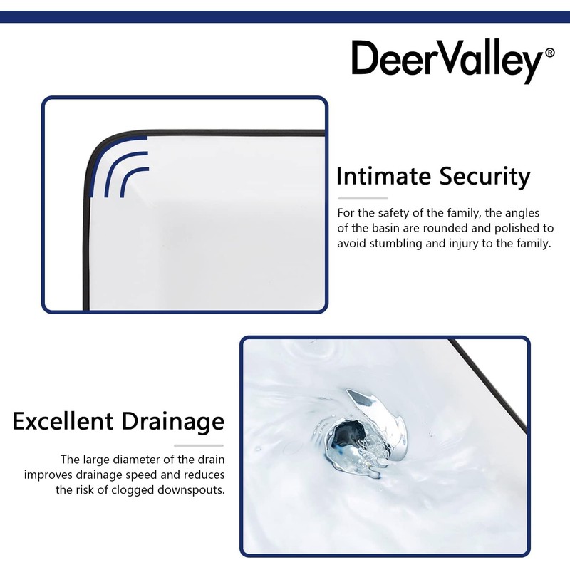 DeerValley 19" x 15" Bathroom Sink, Bathroom Vessel Sink Rectangular