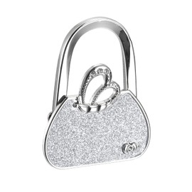 sourcing map Foldable Purse Hook - 2.56"x1.97"(LxW) Metal Portable Handbag Hanger Holder for Table Bags Storage Folding Decoration, Silver Tone