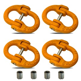HENBOW 3/8" Safety Chain Connector Link,G80 Hammerlock Coupling Link Connection Alloy Steel,6900Lbs Working Load Limit,Tow Lifting Hitch Hammerlock Loop Chain Link,Yellow(4 Pack)