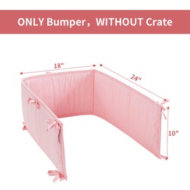 Hombys Dog Crate Bumper with Ties - Soft Crate Accessory -Kennel Cover - Training Pads for Front Door Crates, 24"x18", Pink