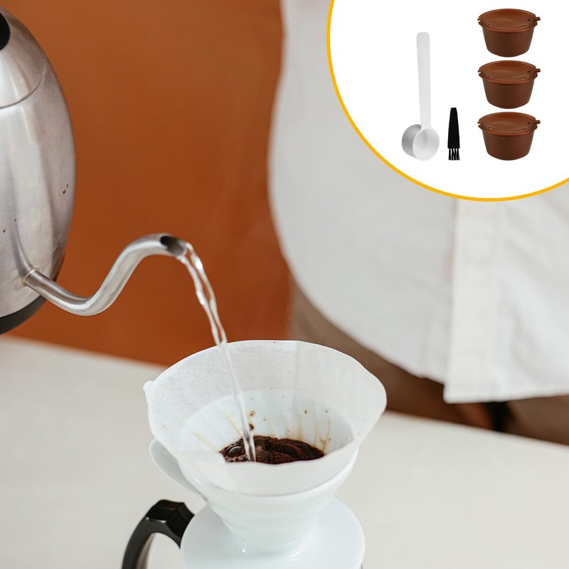 Lotsdonxia 3 Reusable Coffee Pods 1 Spoon and 1 Cleaning