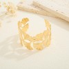 HUAYUNFANG Gold Chunky Cuff Bangle Bracelet For Women Ginkgo Leaf