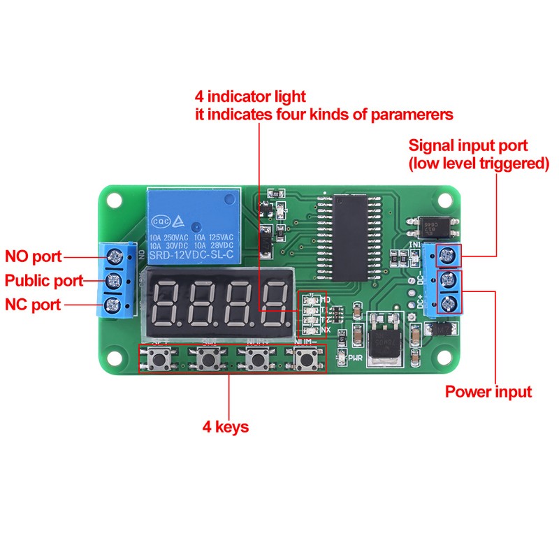 Multifunction 1 Channel DC 12V Delay Relay Controller LED Timer