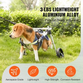 Happybuy 2-Wheel Dog Wheelchair for Back Legs, Lightweight & Adjustable Pet Cart for Injured, Disabled, Paralysis, Hind Limb Weakness, Size: S