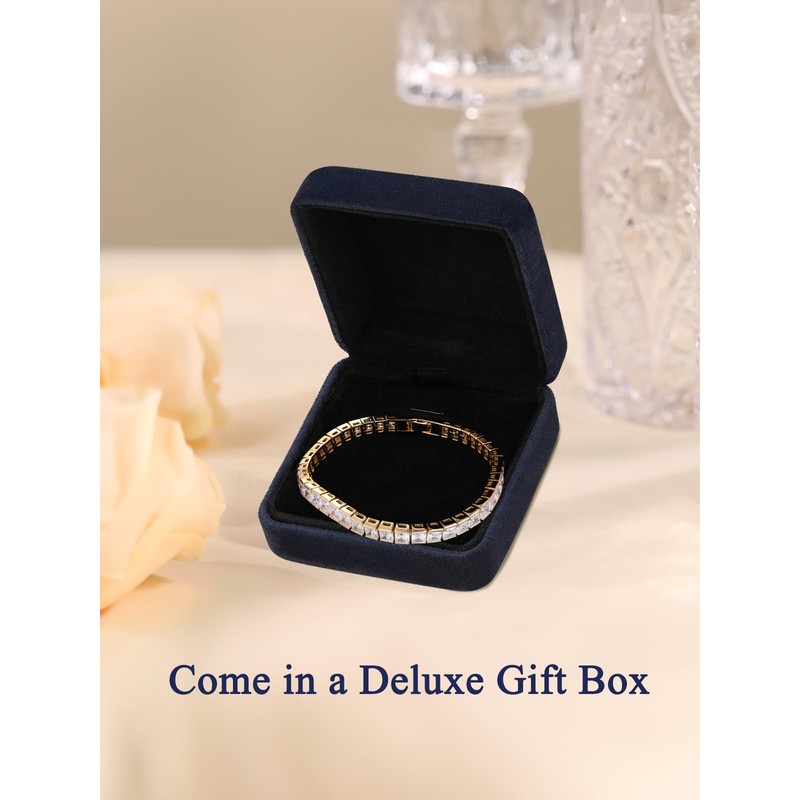 GOOGAS Princess cut Cubic Zirconia cz Simulated Diamond Gold Bezel