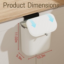 LYNLOO 2.4 Gallon Kitchen Compost Bin Hanging Small Trash Can with Lid Under Sink Dual Installation & Triple-Seal Technology, Odorless Kitchen/Bathroom/Office Trash Can for Home, RV