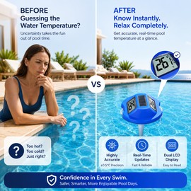 Solar Floating Pool Thermometer for Spas & Ponds – Dual LCD Waterproof Temperature Meter with °F/°C Display