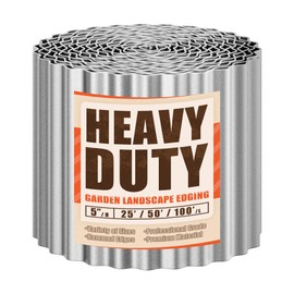 AHEONLAR Corrugated Metal Landscape Edging, 5In×50Ft Steel Tall Landscape Edging, Flower Bed Edging Borders, Garden Edging for Landscaping, Garden Fence, Lawn, Flower Bed, Silver