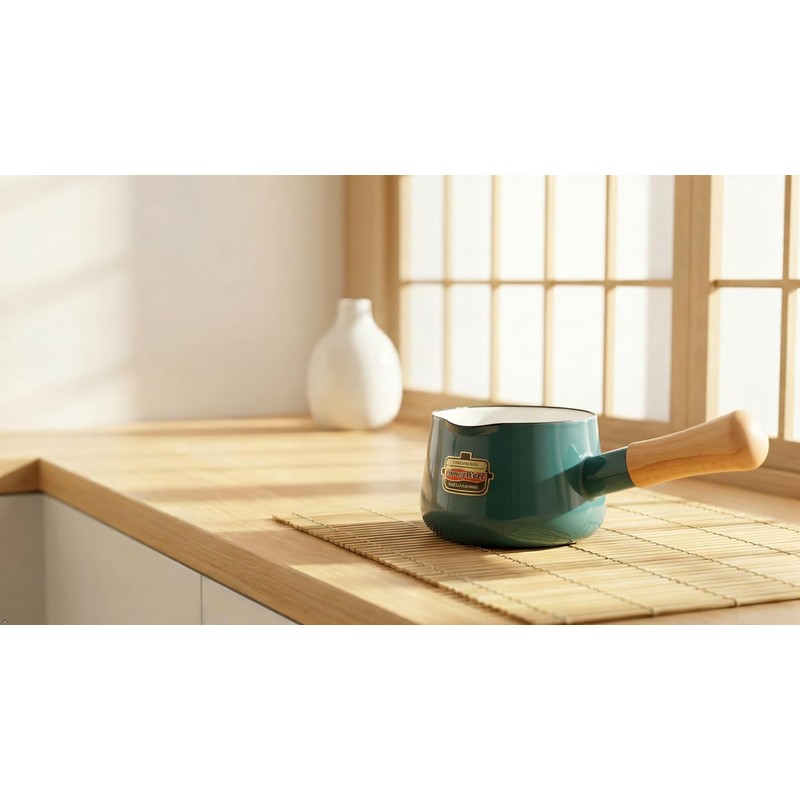 Fuji Enamel Paint Finish Milk Pan Smoke Blue 12cm Solid