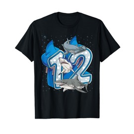 12th Birthday Boys Shark 12 years Old Ocean Shark B-day T-Shirt