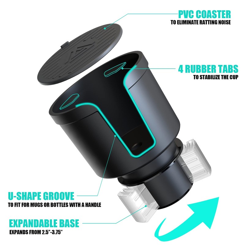 Upgraded Universal Car Cup Holder Expander for 3.4"-4" Bottles -