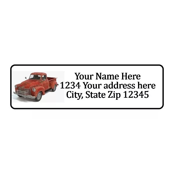Maestro 800 Old Red Truck Personalized Return Address Labels. 1/2