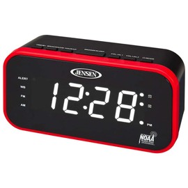 Jensen JEP-150 AM/FM Band Clock Radio with Weather Alert, Multicolor