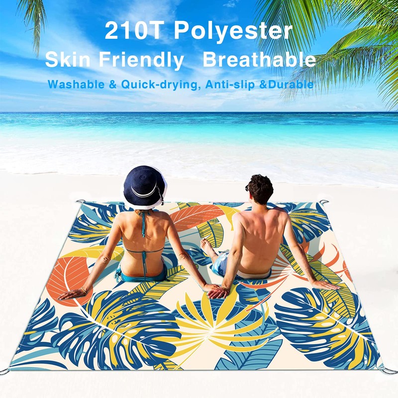 TRADFORE Beach Blanket Sandproof, Waterproof Beach Mat Oversized 79 X