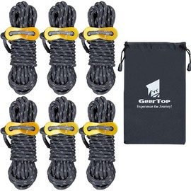 GEERTOP 6 Pack Reflective Guy Lines 4 mm Tent Cords for Camping, Hiking, Backpacking and Travel - Color: Green
