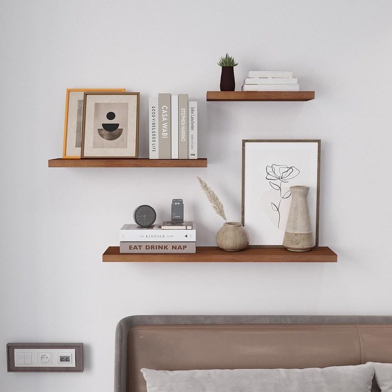 SAUMONIERES Floating Wall Shelves for Bedroom Bathroom Wall Mounted Solid