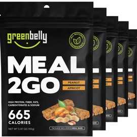 Greenbelly Backpacking Meals | All Natural Hiking Meal Bars | 650 Calories & High Protein | Peanut Apricot, 5 Count