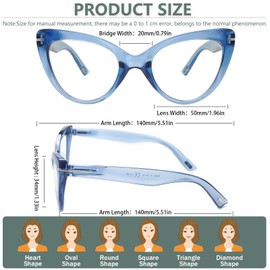 BONCAMOR 6 Pack Fashion Cat Eye Reading Glasses for Women Blue Light Blocking Oversized Spring Hinges Computer Readers (6 Mix Color-3, 2.75, Diopters)