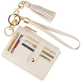 KNGITRYI Small Wallet for Women RFID Card Holder,Wristlet Keychain with Wallet,key chain wallet women Wristlet Wallets for Women Men（Beige）