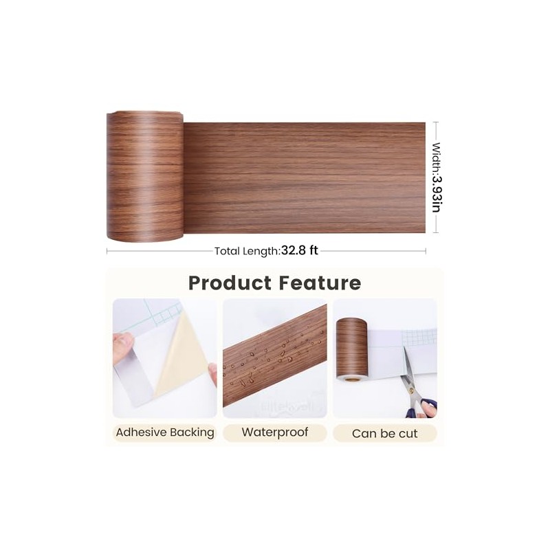 Mirror Frame Border 32FT Bathroom Wood Grain Wallpapers Decorative Tape