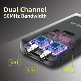 BSIDE 2 Channels Handheld Oscilloscope 50MHz Bandwidth Digital Scope Tester, 3.98" Full-Viewing Touch Screen with 250MSa/s Sampling Rate DDS Generator for Automotive Lab Car Power Electronic Education