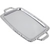 STOBAZA Silver Serving Tray, Metal Coffee Table Ottoman Tray with