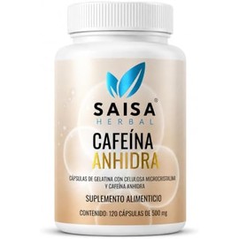 Cafeína Anhidra 200 mg Con 120 Cápsulas Saisa Herbal