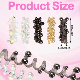 Loghohu 5 Pcs hair ties,Elastic Hair Ties Stylish Plastic No Damage Crease Phone Cord Beads Spiral Hair Ties for Women Girls Long Curly Hair Ponytail Braids Hair Accessories(5 Colors)