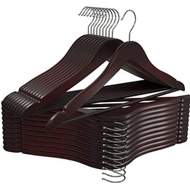 Utopia Home 20 Pack Premium Wooden Hangers - Durable & Slim Coat Hangers - Suit Hangers with 360-Degree Rotatable Hook - Wood Hangers with Shoulder Grooves (Cherry Color)