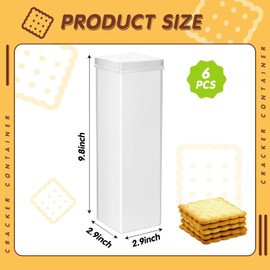 Suclain 6 Pcs Square Cracker Keeper Plastic Saltine Cracker Sleeve Storage Container Tall Spaghetti Baking Soda Container Bread Saver for Airtight Cookie Cereal Fresh Food Holder