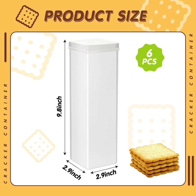Suclain 6 Pcs Square Cracker Keeper Plastic Saltine Cracker Sleeve