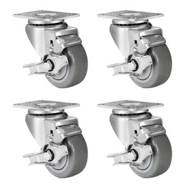 NINOSO 3inch Caster Wheels, Heavy Duty Locking Casters Set of 4 Swivel Wheels for Cart, Furniture,Workbench, 1000 LBS Total Capacity (4 Pack Plate Caster)