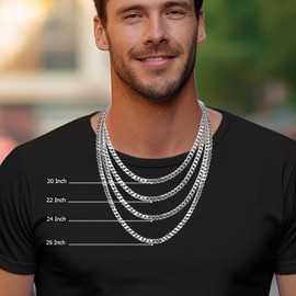 LeCalla Solid 925 Sterling Silver Curb Chain Necklace for Men| Italian 8mm Diamond-Cut Cuban Link Chain Necklace 20 Inches