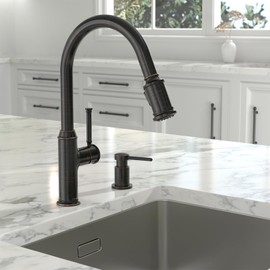 Lava Odoro Bronze Soap Dispenser for Kitchen Sink, Modern Brass Built in Countertop Pump Dispenser with 18 Oz Refillable Bottle, Kitchen Soap and Lotion Dispenser Spot-Free, Oil Rubbed Bronze, KSD-21